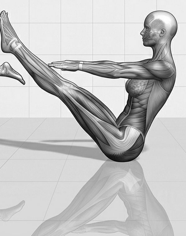 Line illustration of Boat pose