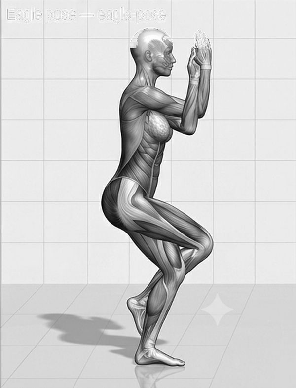 Line illustration of Eagle pose